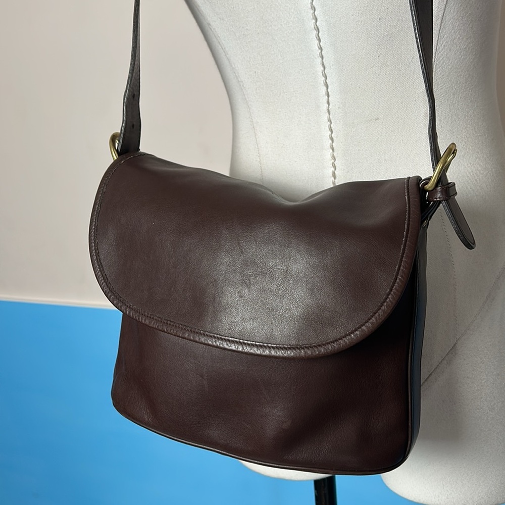 Vintage Auth COACH Old Coach Fletcher Bag 4150 Crossbody Bag Brown Leather - Picture 3 of 17